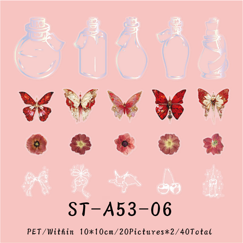 40PCS Butterfly Dance Garden series sticker