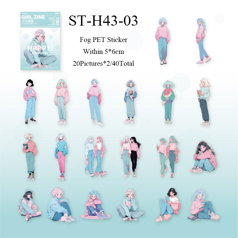 40PCS Girls Illustrated series sticker