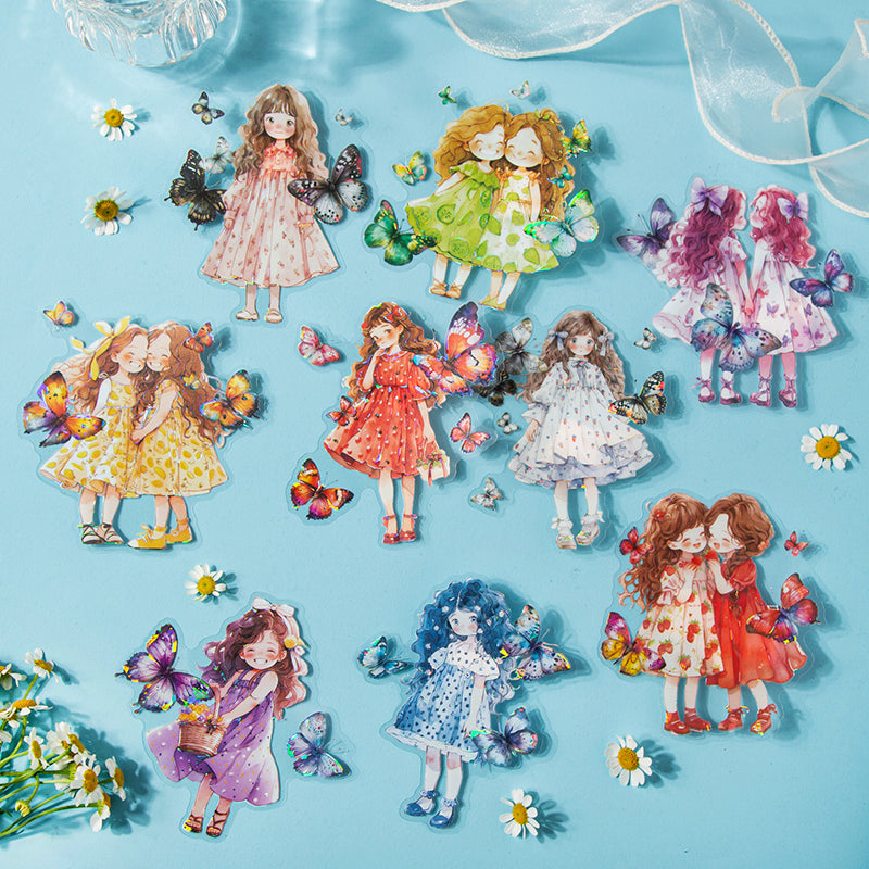 6PCS Butterfly girl series sticker