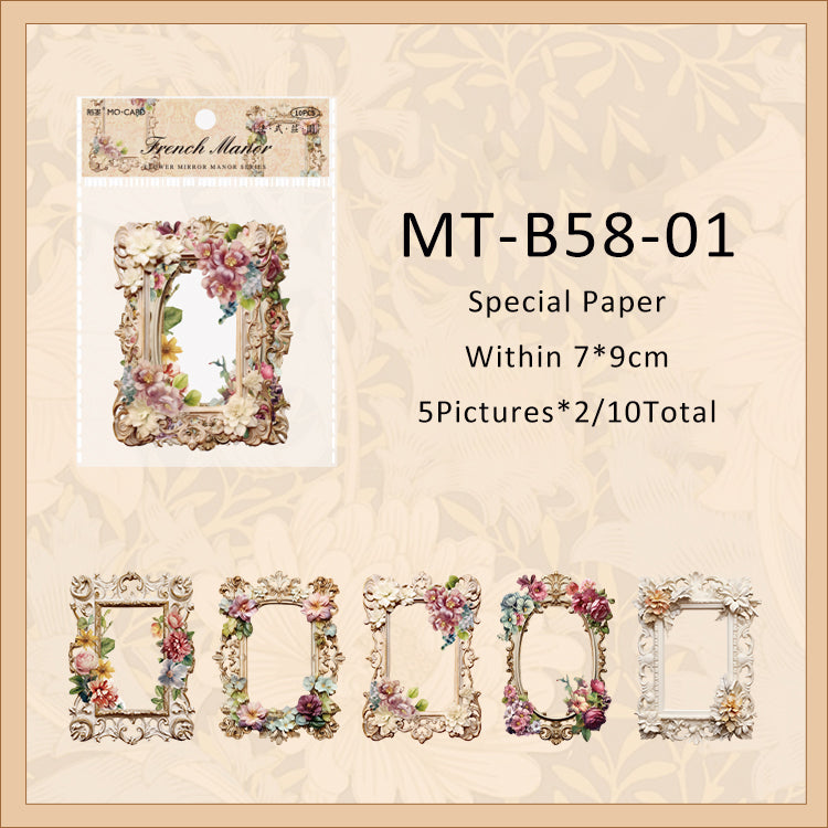 10PCS Flower Mirror Manor series material paper