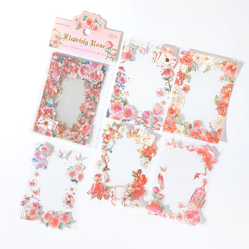 10PCS Flower painting collection series sticker