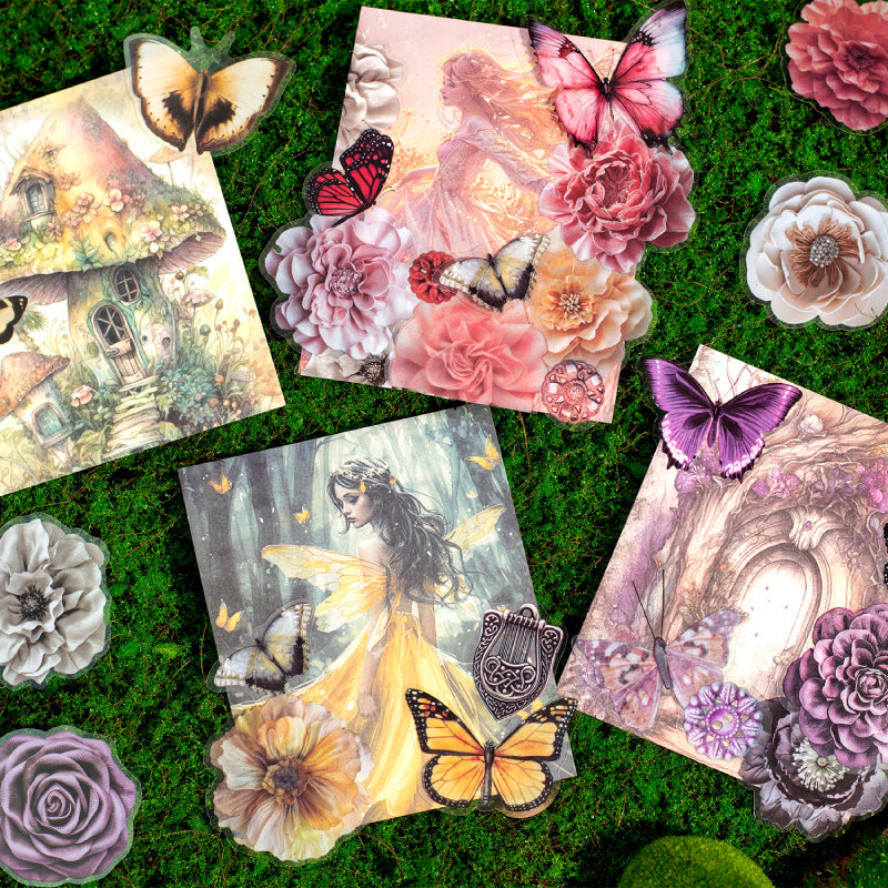 50PCS The Travel flowers series material paper set