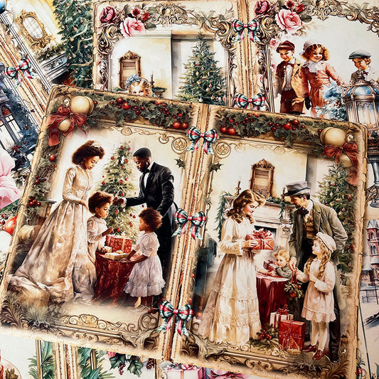 15PCS Victorian Christmas background paper