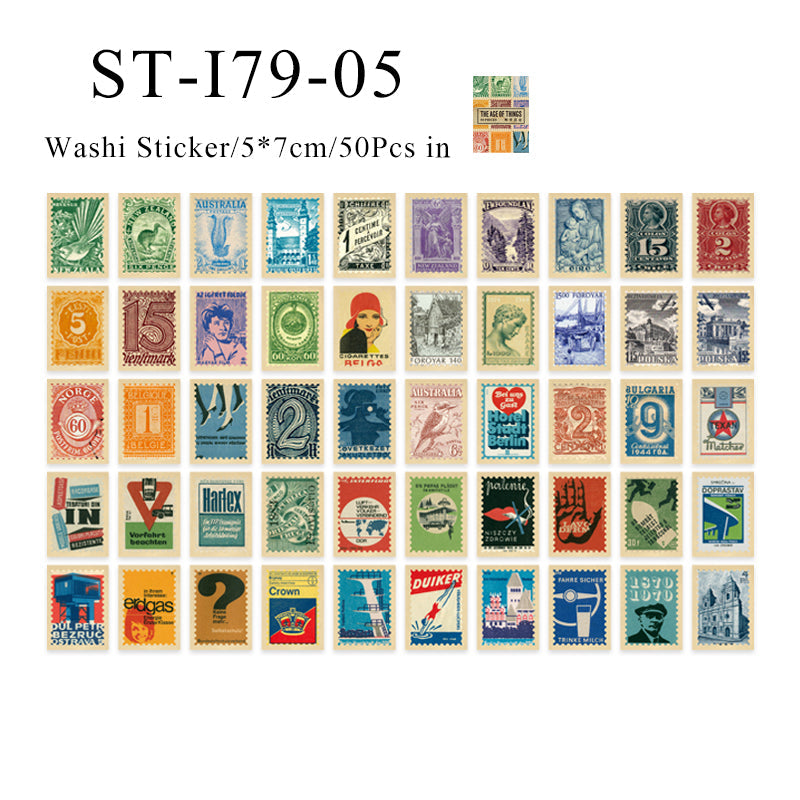 50PCS Old coloured ticket series sticker book