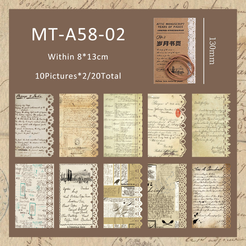 20PCS Attic manuscript series material peper