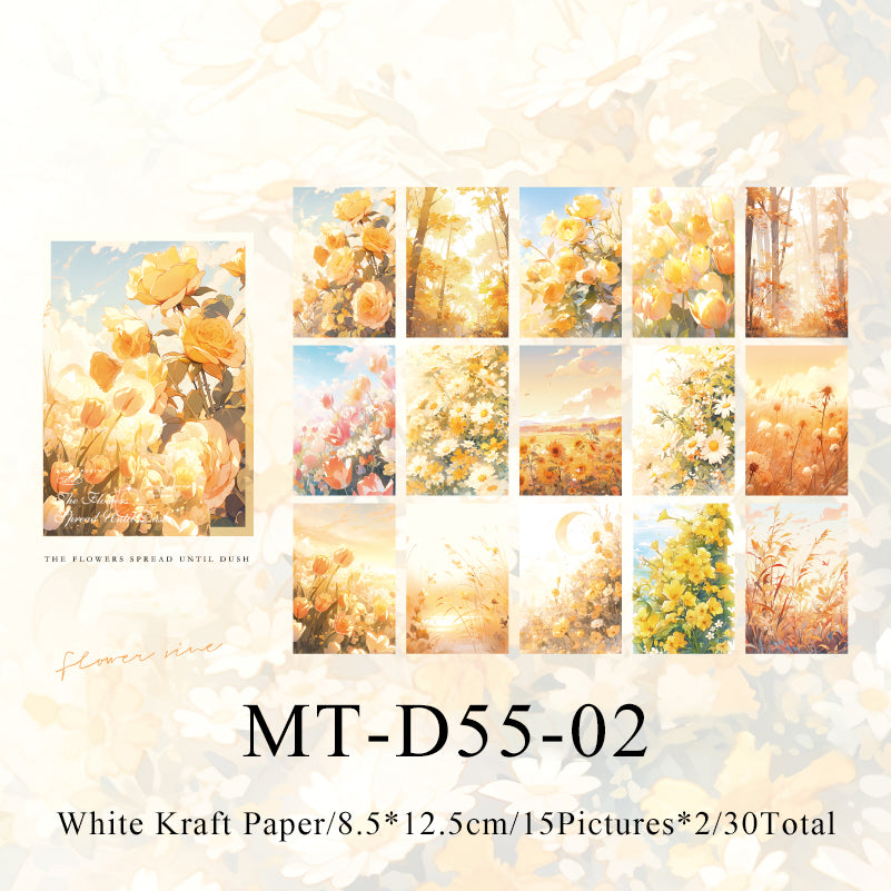 30PCS Dream to flower land series material paper