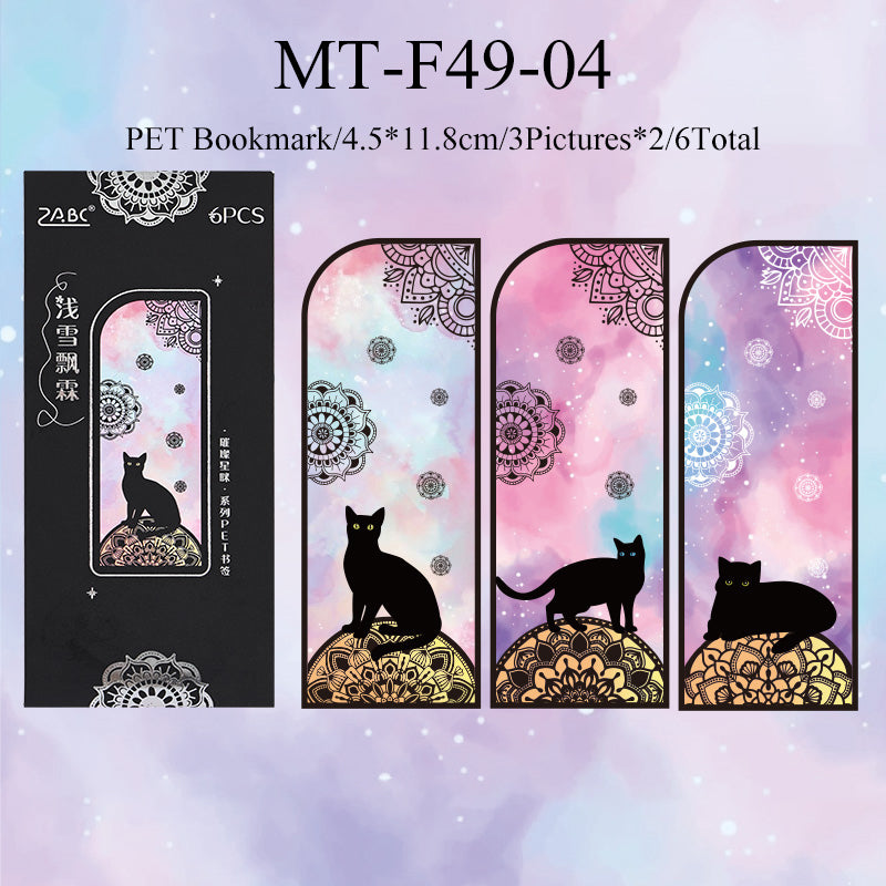 6PCS Shining star cat series bookmark