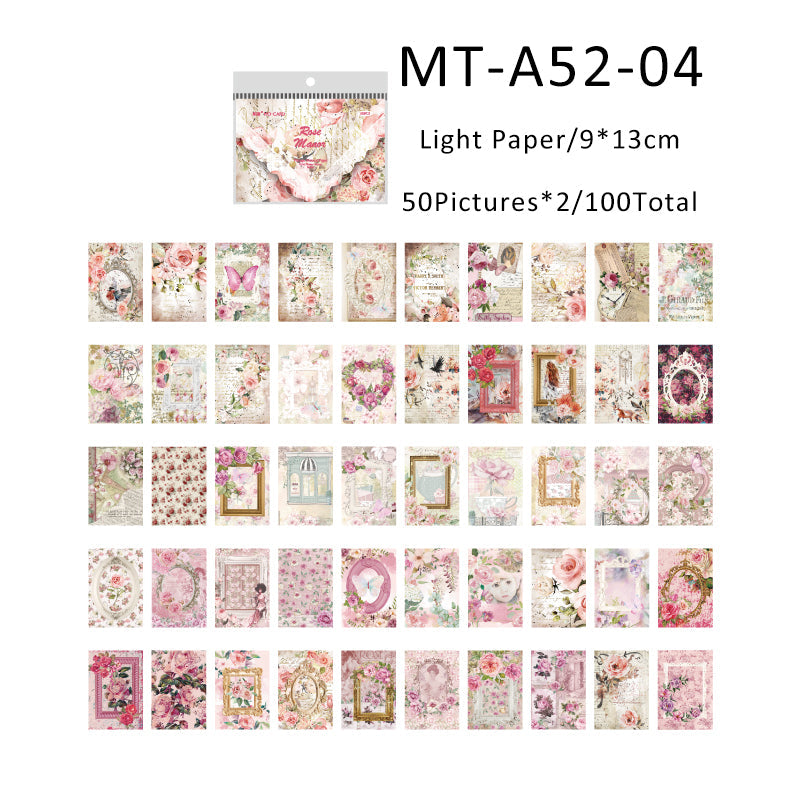 100Sheets Girl flower mirror series material paper