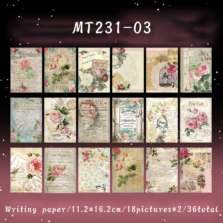 36PCS Sweet blooming flowers series material paper