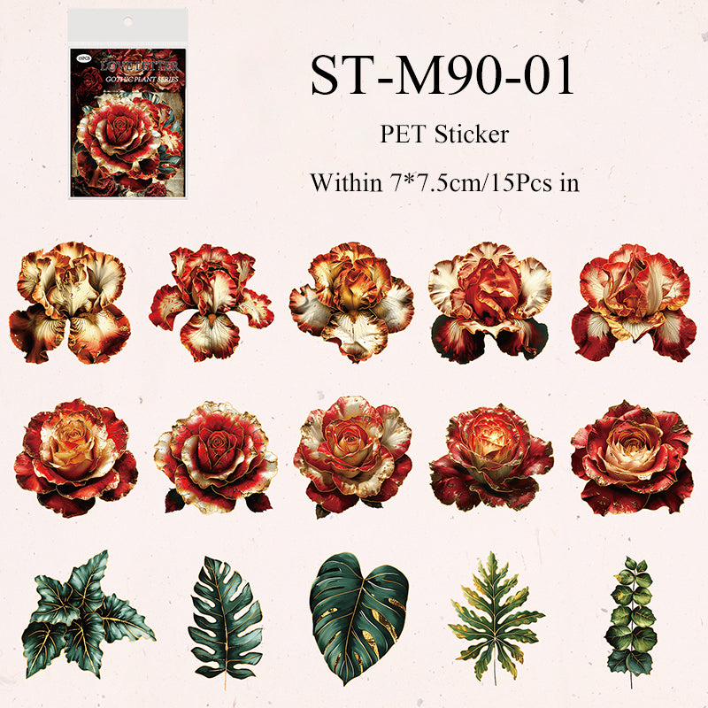 15PCS Gothic plant book series sticker