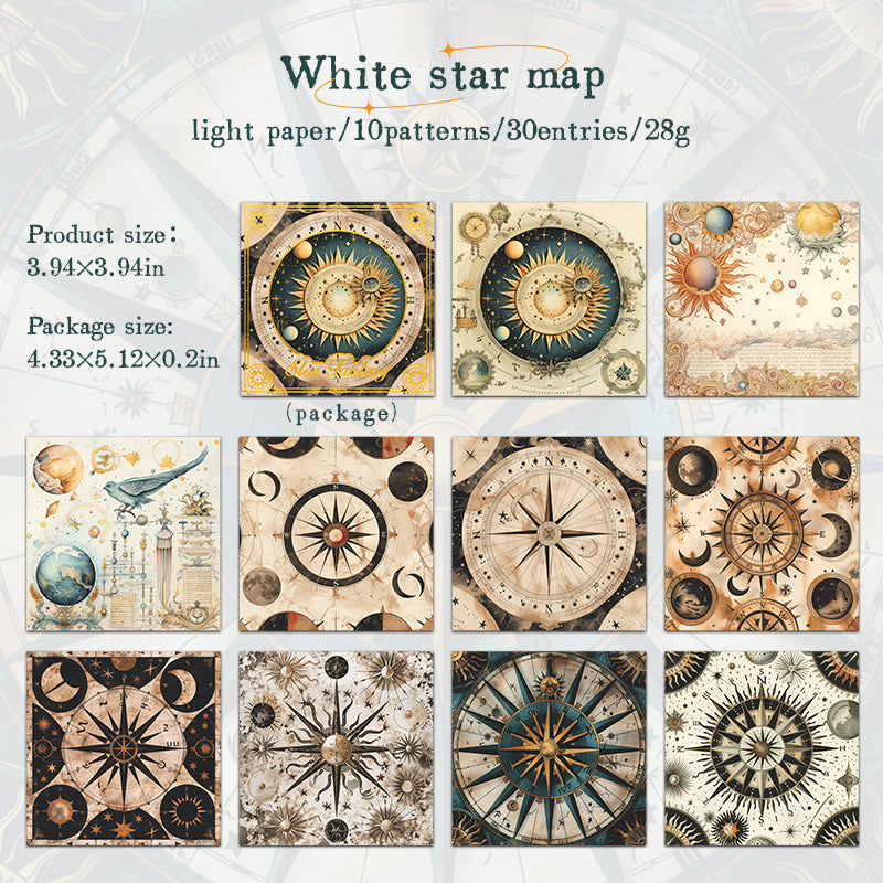 30PCS Star fantasy series material paper