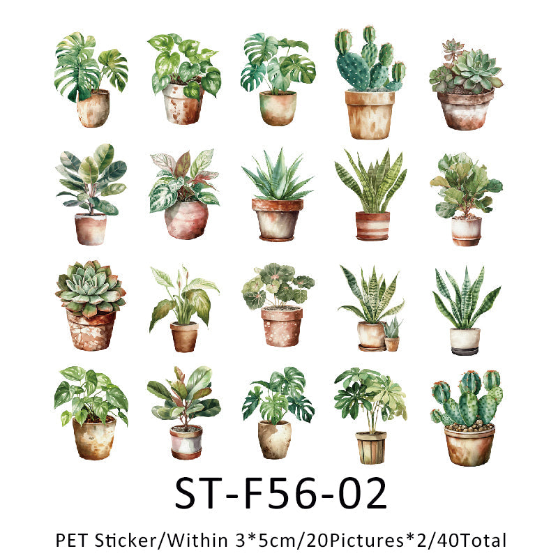 40PCS Family of greenery series sticker