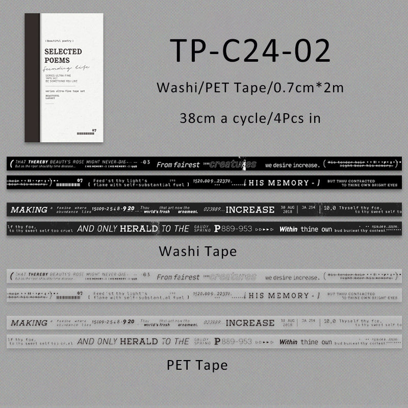 Excerpts from poems series Washi/PET Tape