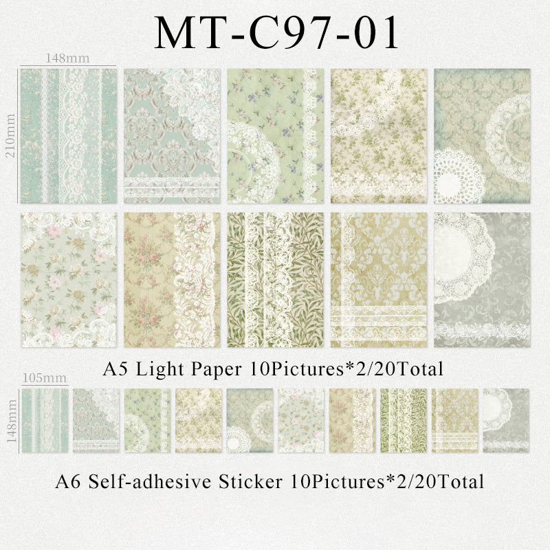 40PCS Lace movement series material paper set