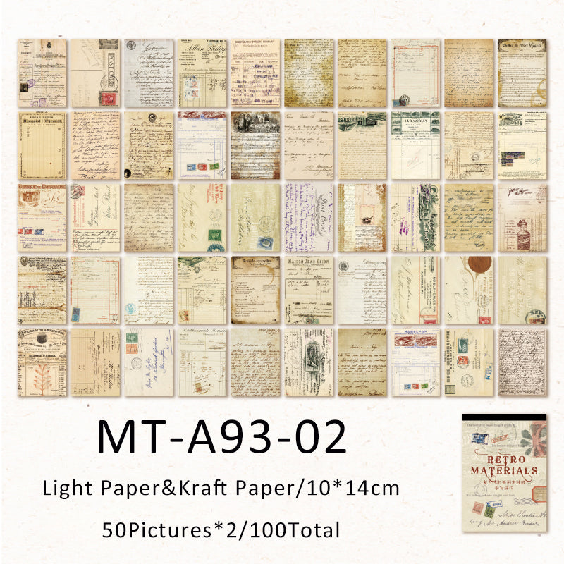 100PCS Retro nostalgic series material paper