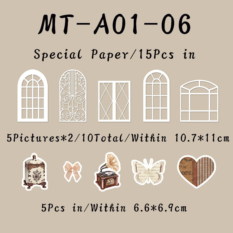 15PCS Lace Fantasia series material paper