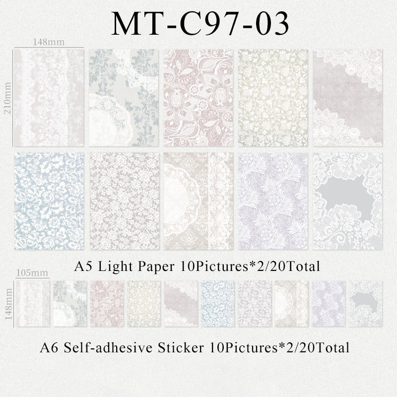 40PCS Lace movement series material paper set