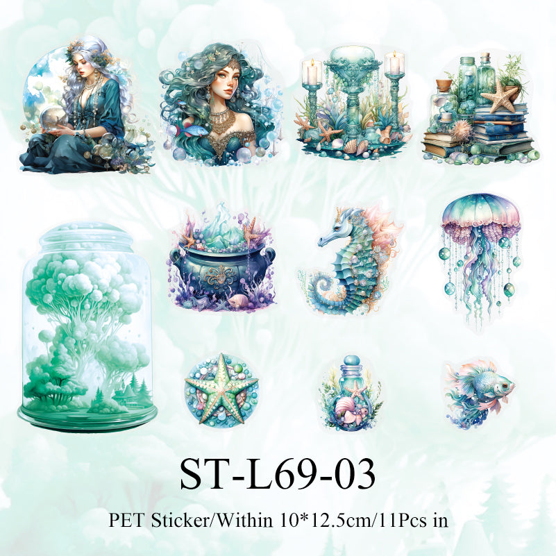 11PCS Deep sea shimmer series sticker