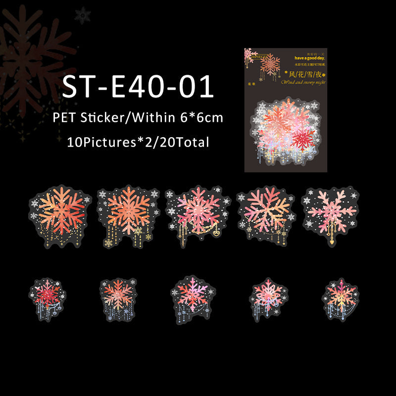 20PCS Wind flower snow night series sticker