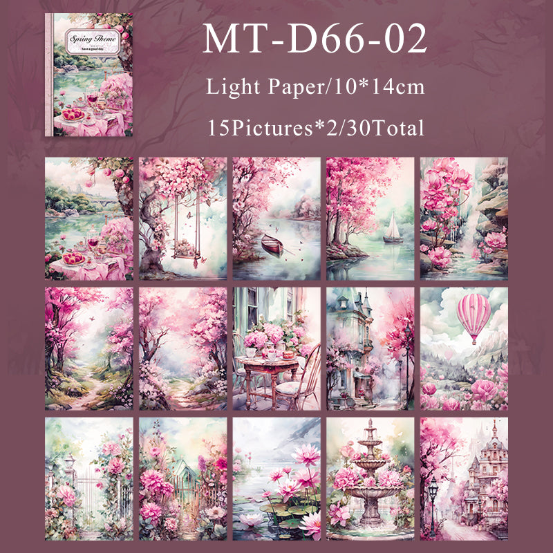 30PCS Four seasons have flower series material paper