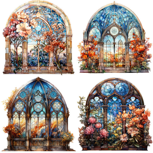 12PCS Vintage church window sticker