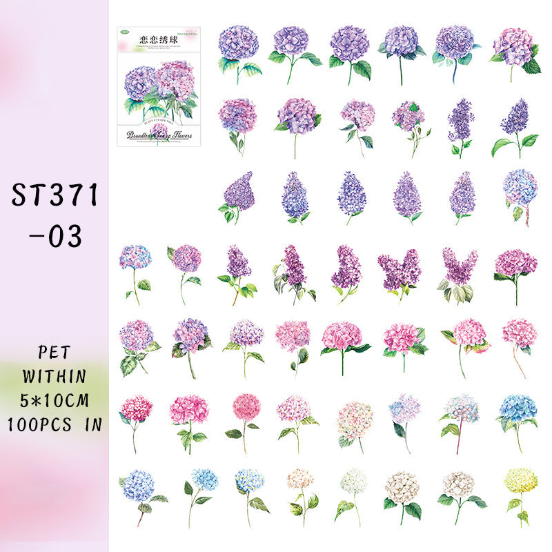 100PCS Boundless sea of flowers series sticker