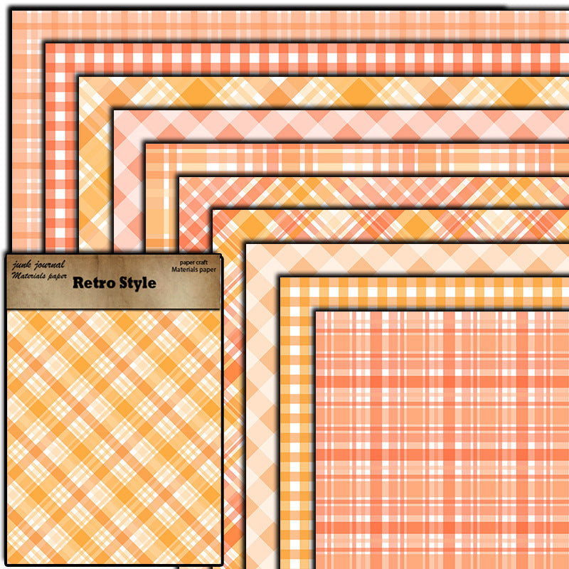 10PCS Orange Plaid material paper