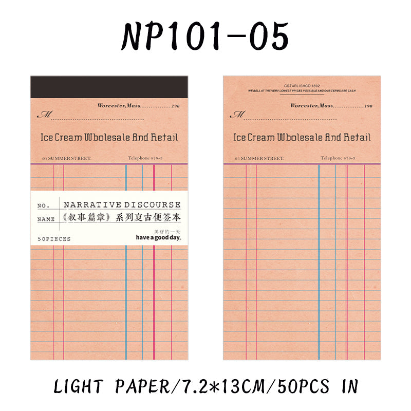 50PCS Narrative discourse series note paper