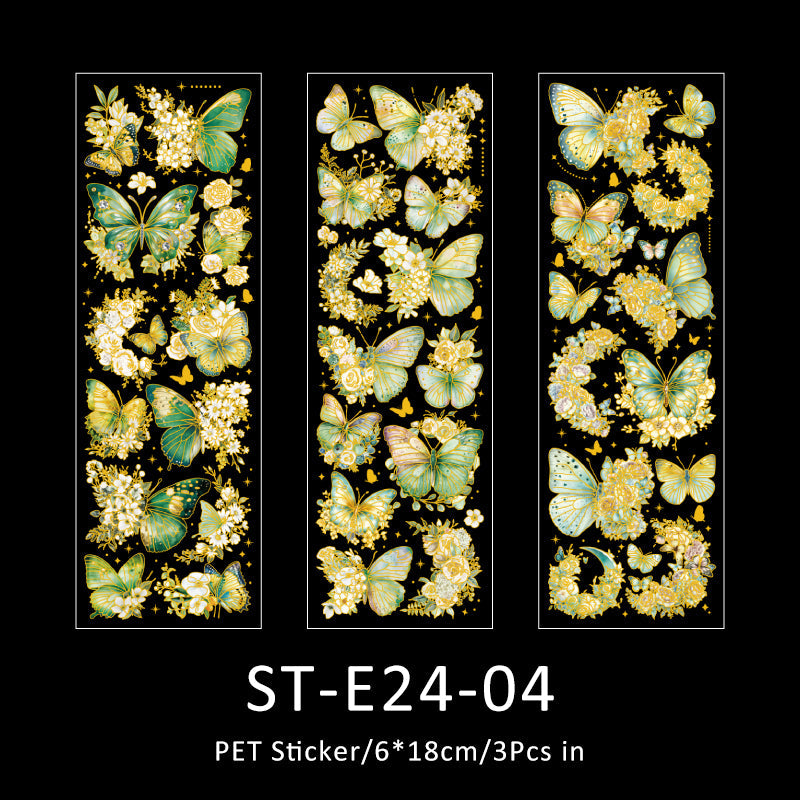 3PCS Flower dream butterfly series sticker