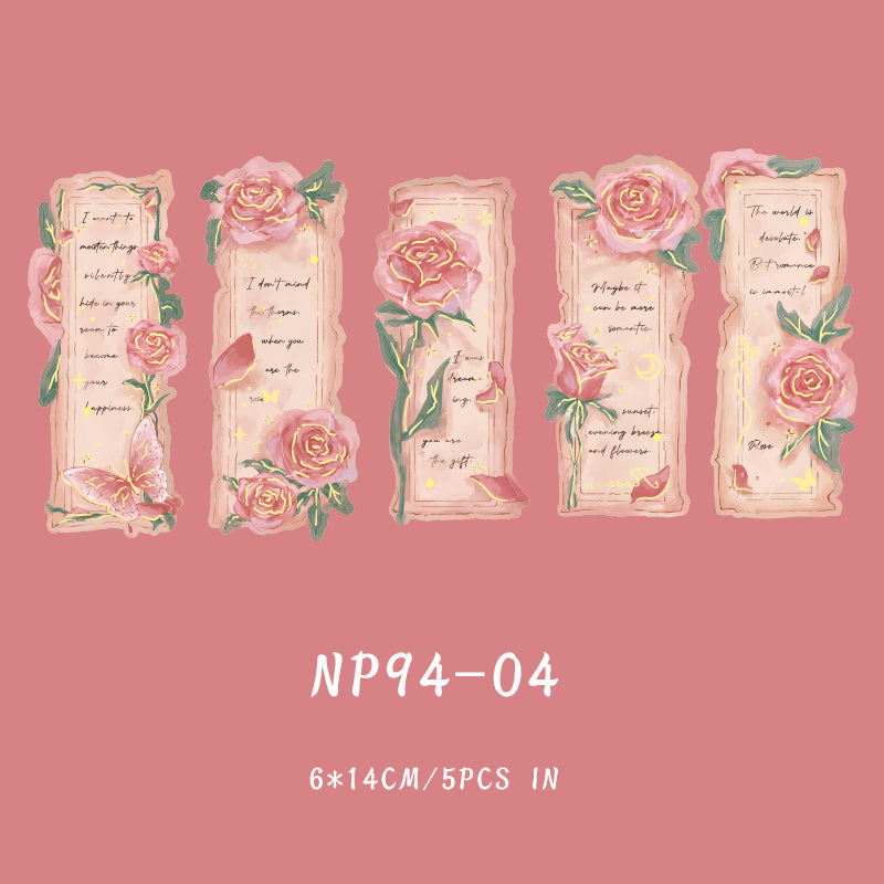 5PCS Name of the Rose series note paper