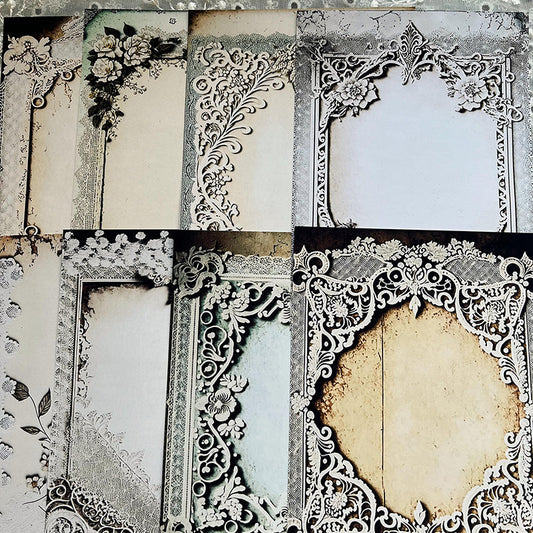 8Sheets Vintage lace border background paper