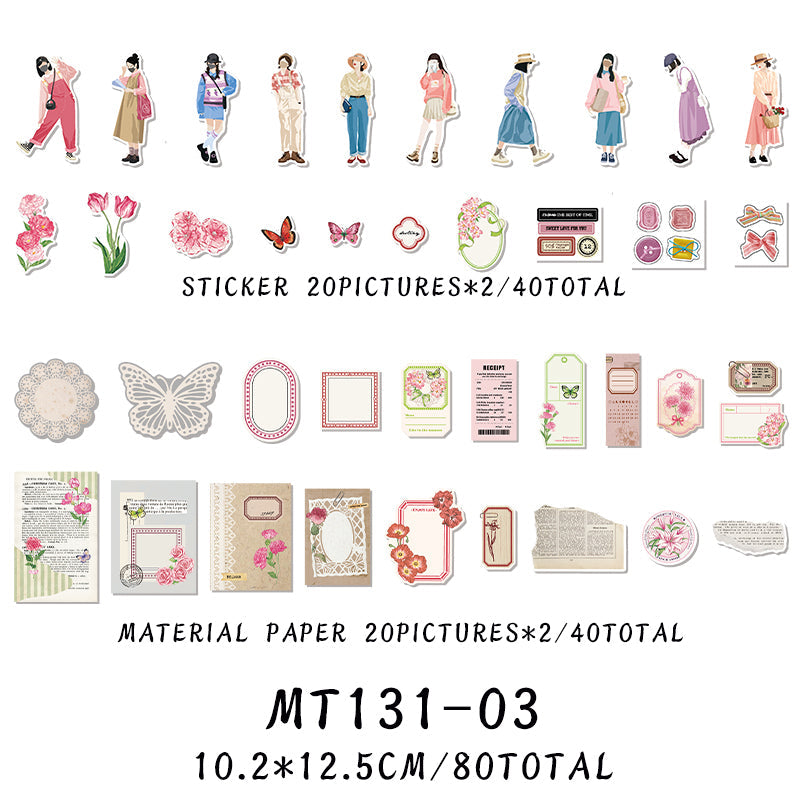 80PCS Human Romance series material paper