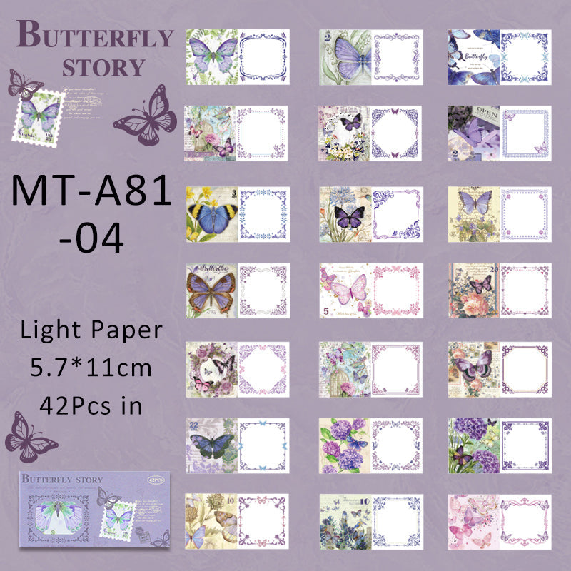 42PCS Vintage Butterfly Dream series material paper