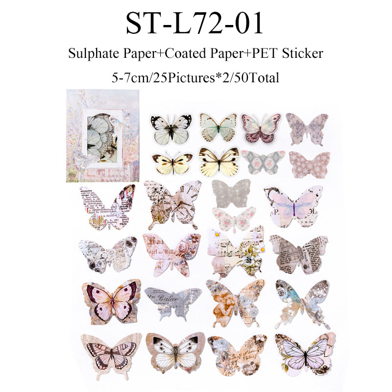 50PCS The Feast of butterflies series sticker