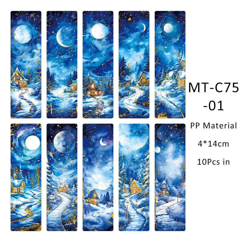 10PCS Snow Night Adventure series Bookmark