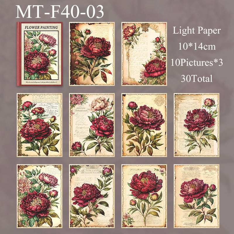 30PCS Floral book series material paper