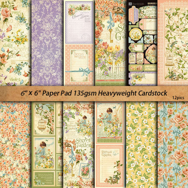 12PCS Secret Garden material paper