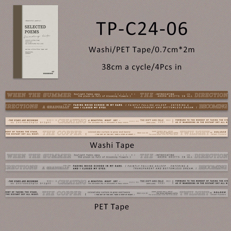 Excerpts from poems series Washi/PET Tape