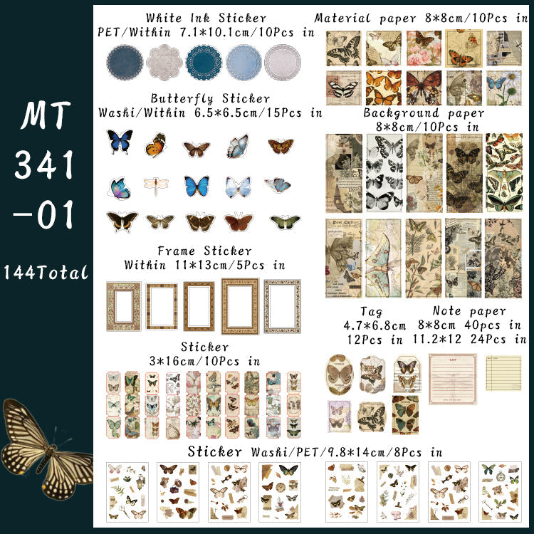 144PCS Old collection series material paper