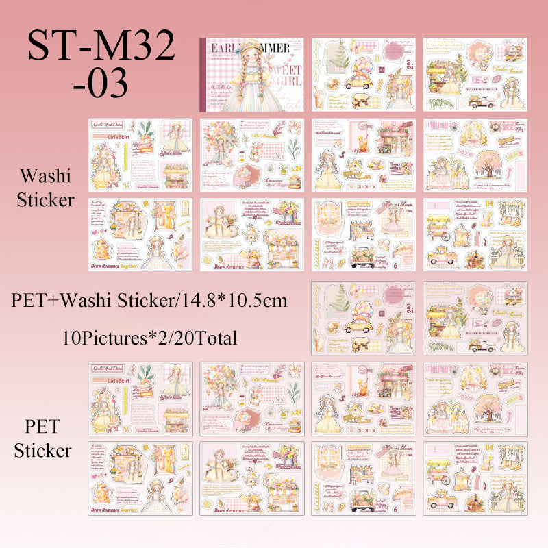 20PCS Early summer sweetheart girl series sticker book