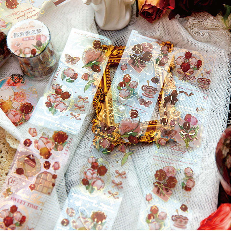 1PCS Vintage Rose Series PET tape