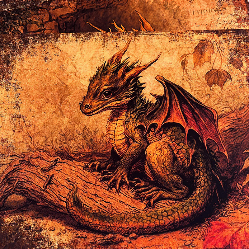 8PCS Vintage Dragon background paper