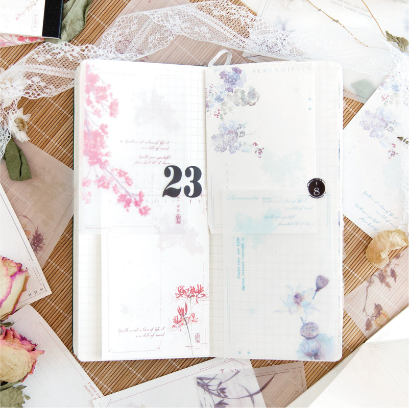 30PCS Flower branches and ink series note paper