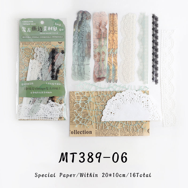 16PCS The gallery under the curtain series material paper