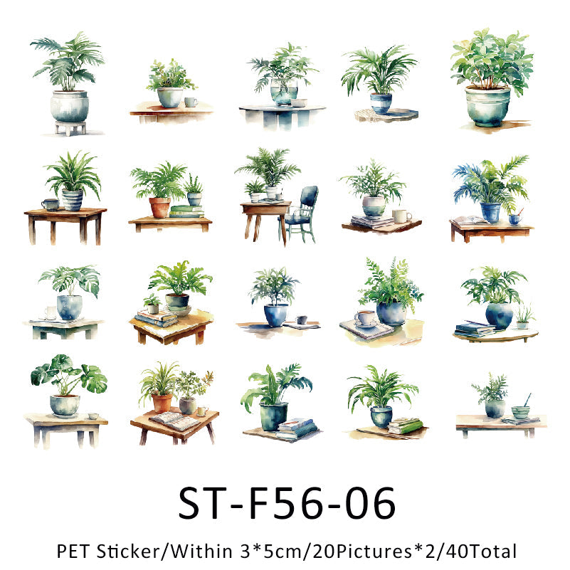 40PCS Family of greenery series sticker