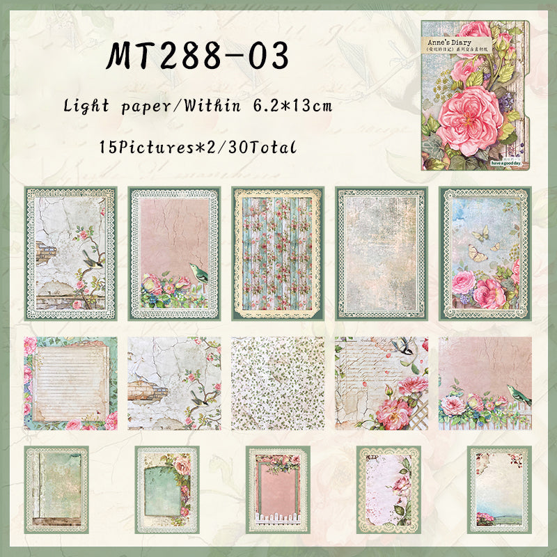 30PCS Anne's Diary series material paper