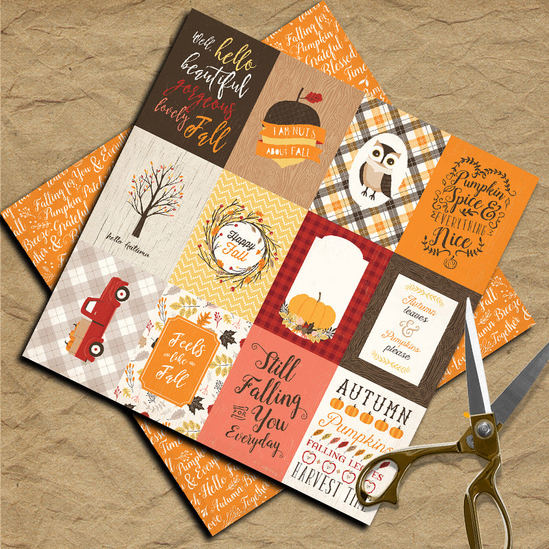 12PCS Hello fall material paper