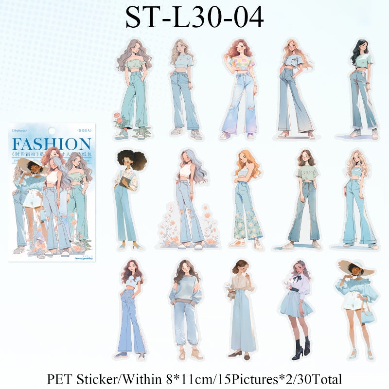 30PCS Fashion street photo series sticker