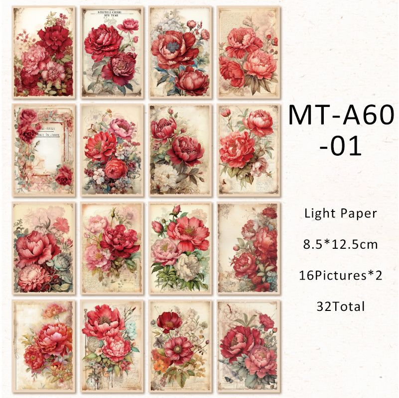 32PCS Flower tour series material paper