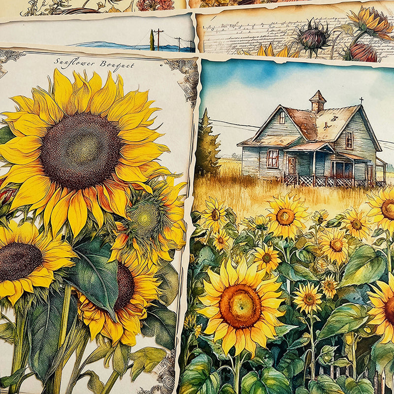 10PCS Garden sunflower background paper